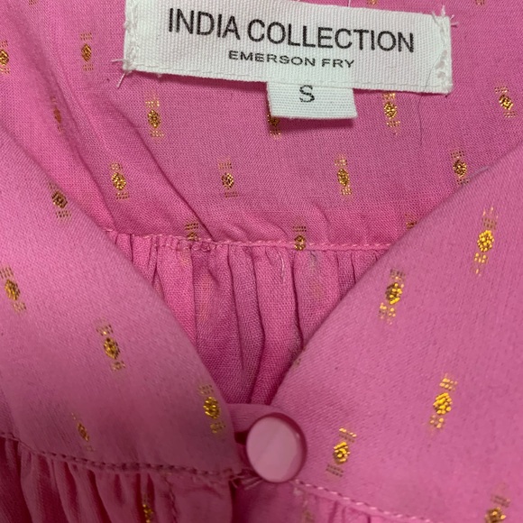 Emerson Fry India Collection Olympia Pink Metallic Gold Top Size S 42” - Picture 3 of 7